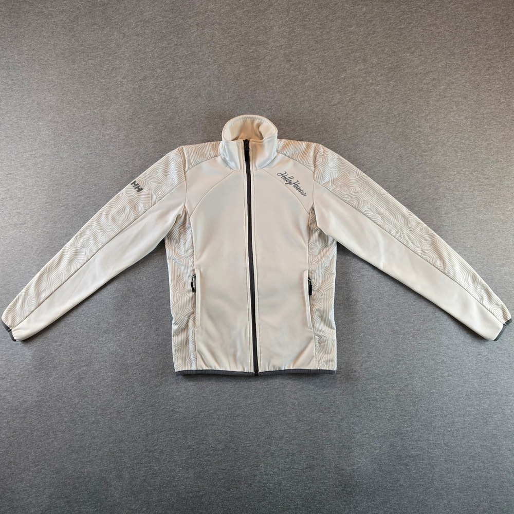 Helly Hansen Fleece Jacket Girls XL White Topographic Print Full Zip Athletic